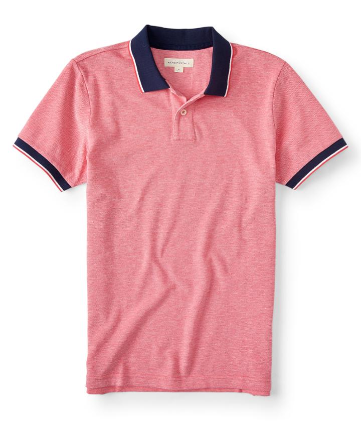 Aeropostale Aeropostale Contrast Collar Pique Polo - Light Red, Xsmall