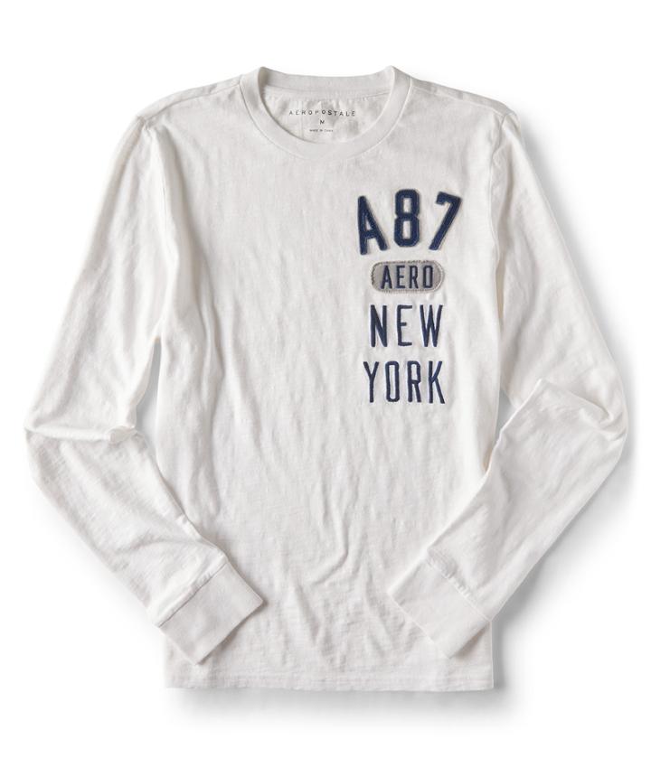 Aeropostale Aeropostale Long Sleeve A87 Aero New York Graphic Tee - Bleach, Xsmall