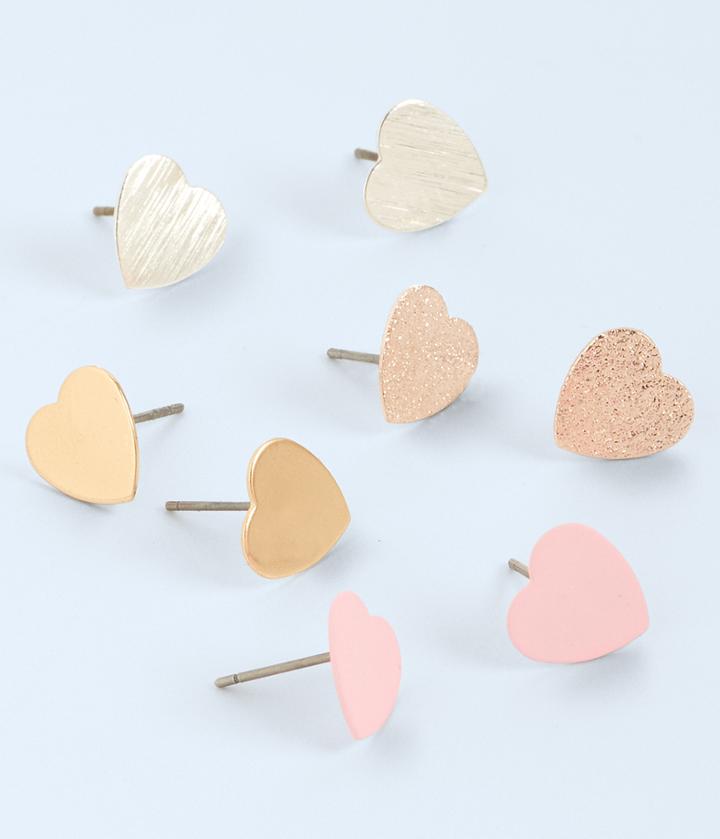 Aeropostale Aeropostale Mixed Hearts Stud Earring 4-pack - Multi