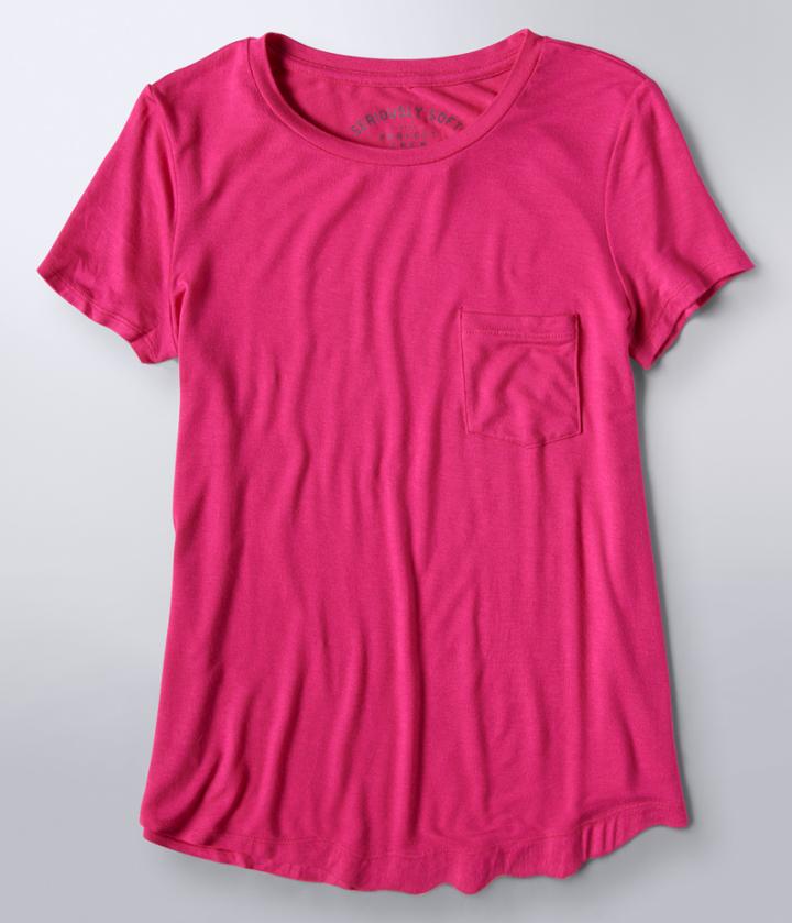 Aeropostale Aeropostale Seriously Soft Solid Pocket Crew Tee - Purple, Xsmall