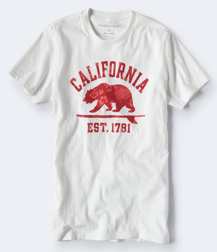 Aeropostale Aeropostale Floral California Bear Graphic Tee - Bleach, Xsmall