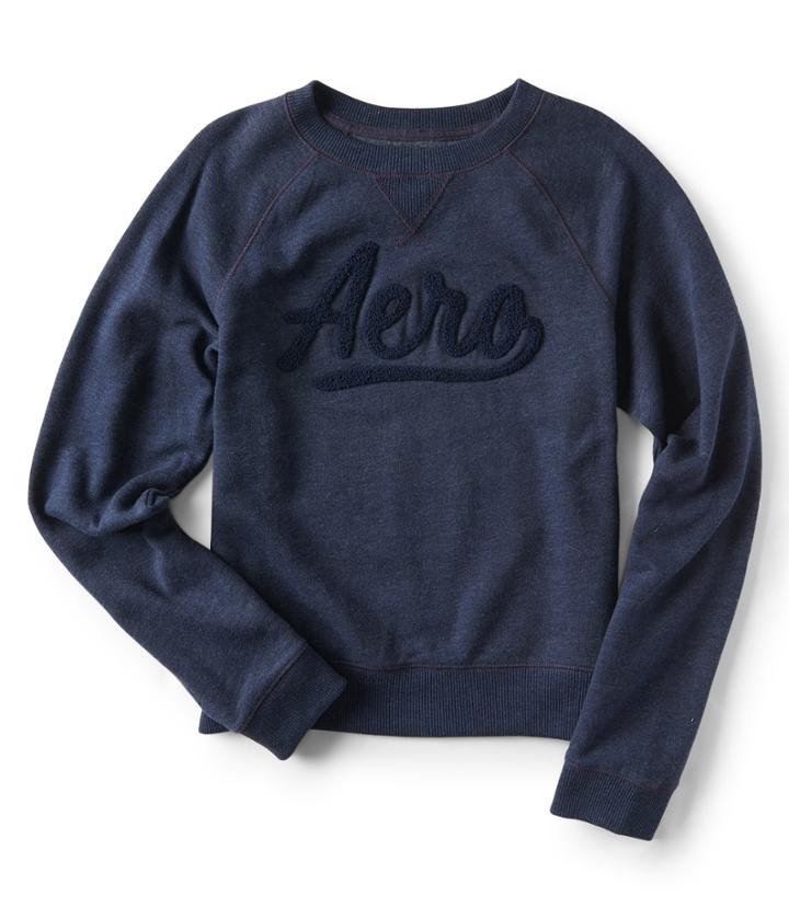 Aeropostale Aeropostale Aero Script Logo Crew Sweatshirt - Classic Navy, Xsmall