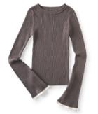 Aeropostale Aeropostale Solid Ribbed Bell-sleeve Sweater - Medium Heather Grey, Xsmall