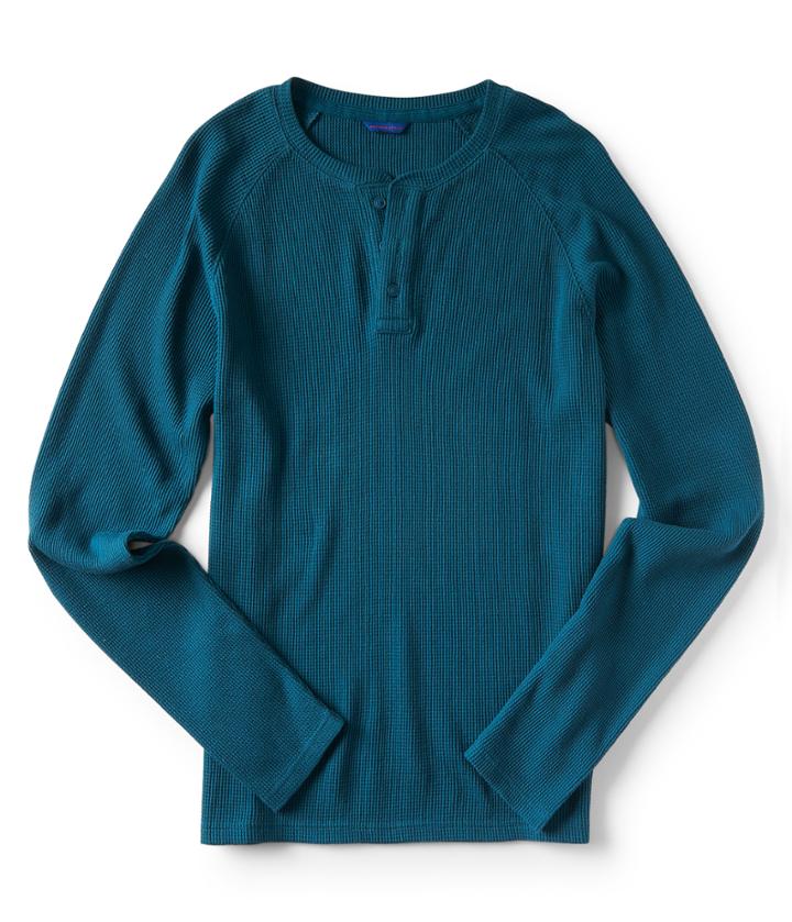 Aeropostale Aeropostale Long Sleeve Solid Thermal Henley - Longfield Green, Xsmall