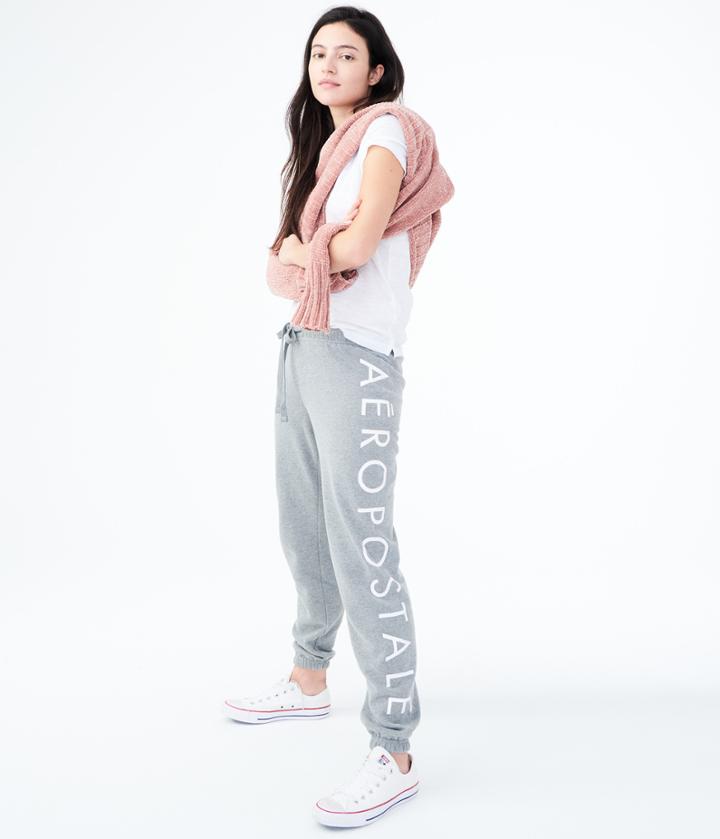 Aeropostale Aeropostale Logo Classic Cinch Sweatpants - Medium Heather Grey, Xsmall