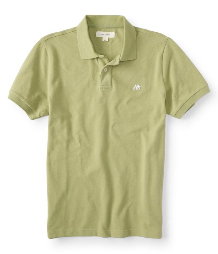 Aeropostale Aeropostale A87 Solid Logo Pique Polo - Norwood Green, Xsmall