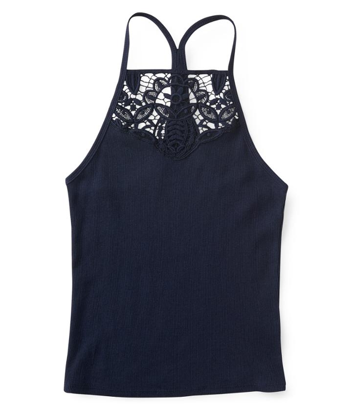 Aeropostale Aeropostale Lace High-neck Cami - Classic Navy, Xlarge