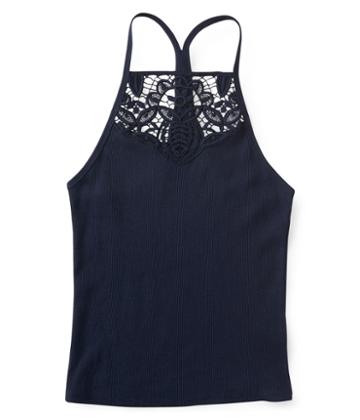Aeropostale Aeropostale Lace High-neck Cami - Classic Navy, Xlarge