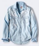 Aeropostale Aeropostale Long Sleeve Embroidered Floral Chambray Woven Shirt - Chambray, Xsmall