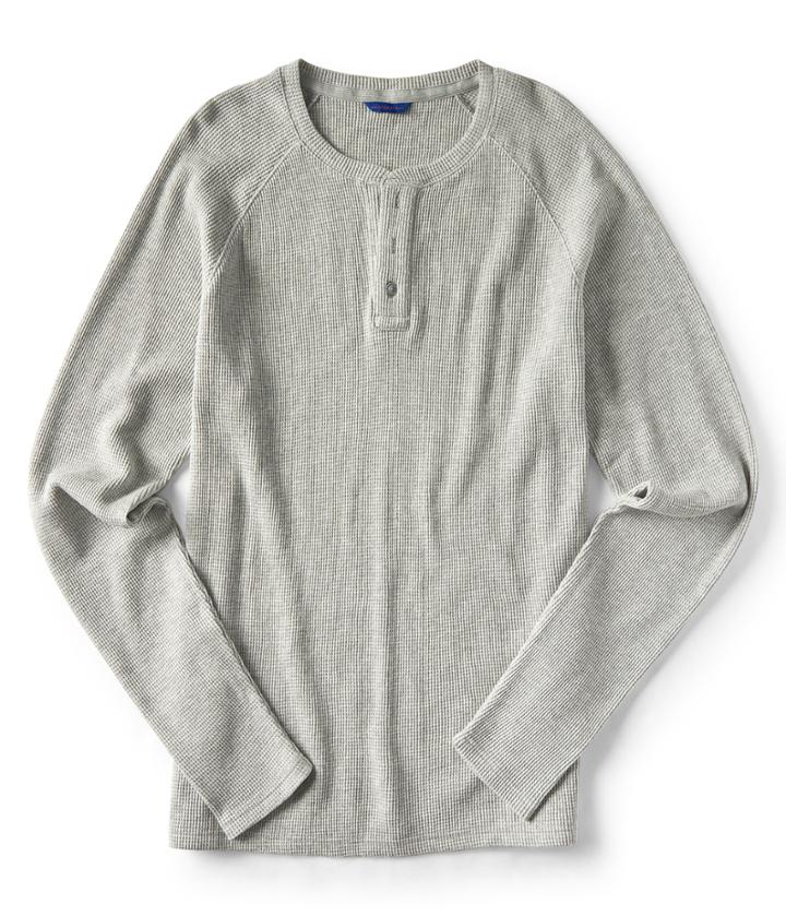 Aeropostale Aeropostale Long Sleeve Solid Thermal Henley - Light Heather Grey, Xsmall