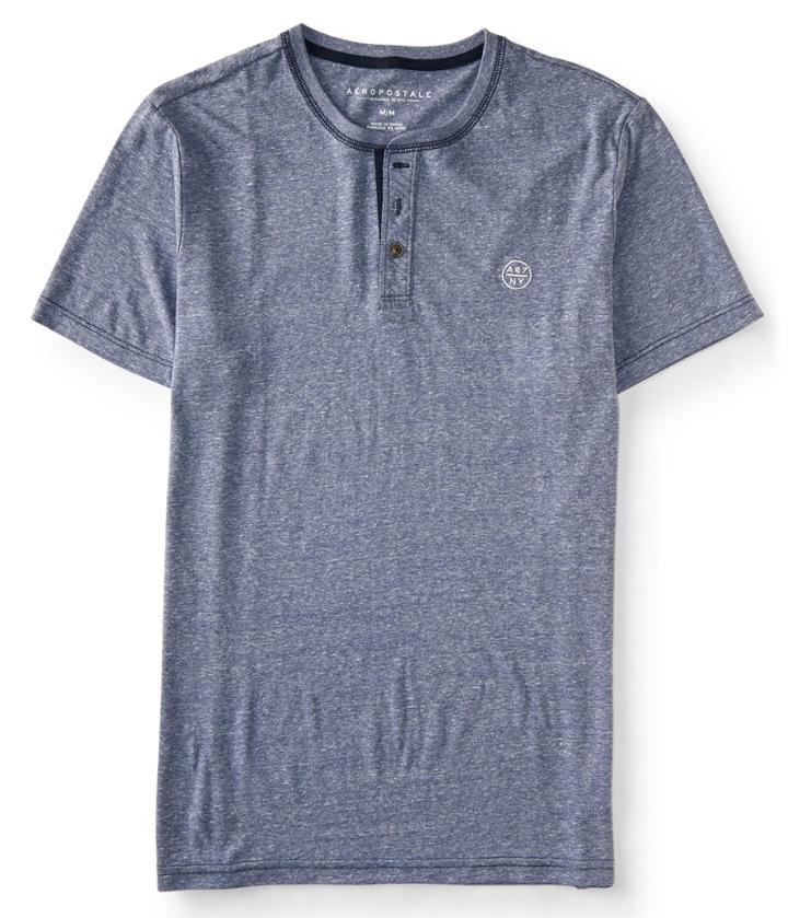 Aeropostale Aeropostale A87 Ny Heathered Henley - Classic Navy, Xsmall