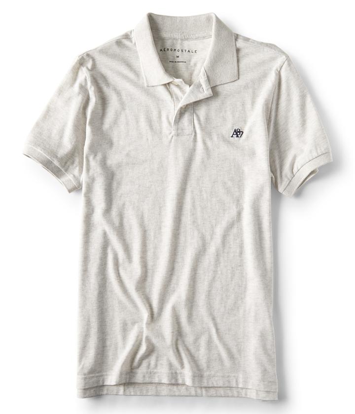 Aeropostale Aeropostale A87 Solid Jersey Polo - Lightest Heather Grey, Xsmall