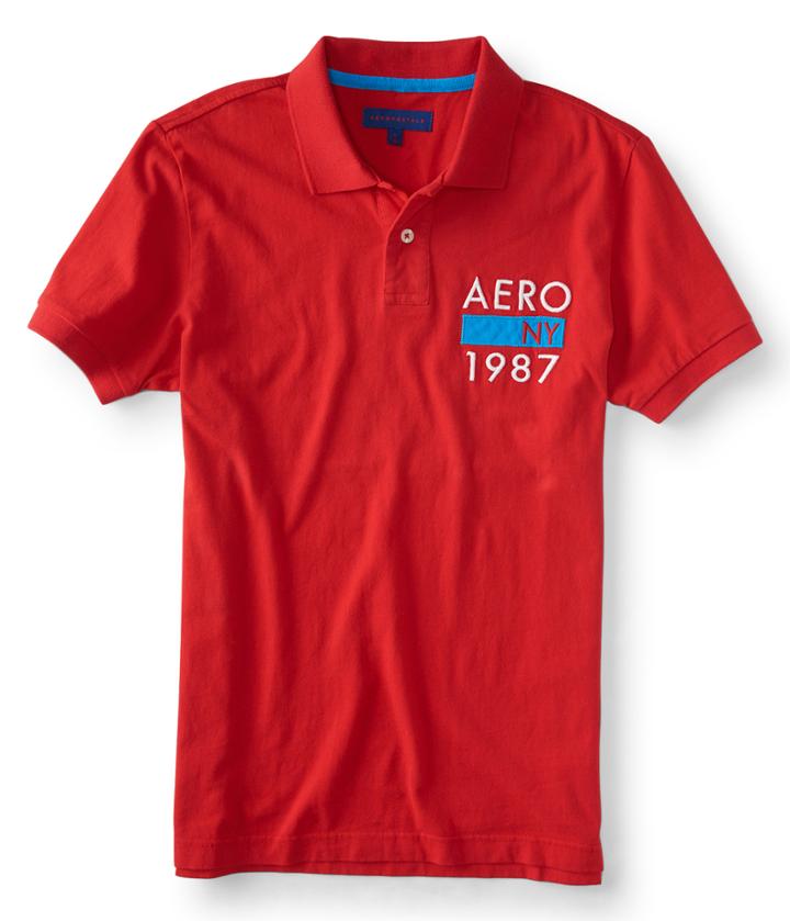 Aeropostale Aeropostale Aero Ny 1987 Jersey Polo - Candy Red, Xsmall