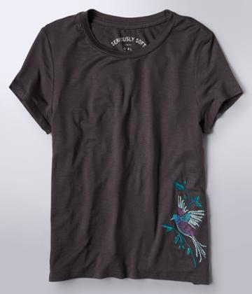 Aeropostale Aeropostale Seriously Soft Bird In Flight Girl Tee - Dark Grey, Xsmall