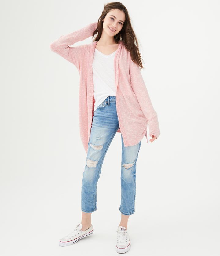 Aeropostale Aeropostale Lld Ruched Hooded Cardigan - Magenta, Small