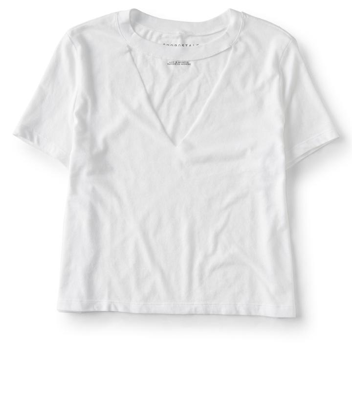 Aeropostale Aeropostale Solid Choker-neck Tee - Bleach, Xxlarge