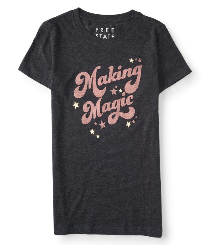 Aeropostale Aeropostale Free State Making Magic Graphic Tee - Charcoal Heather Grey, Xsmall