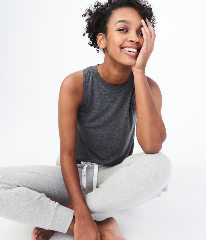 Aeropostale Aeropostale Lld Solid Tulip-back Sleep Tank - Charcoal Heather, Xsmall