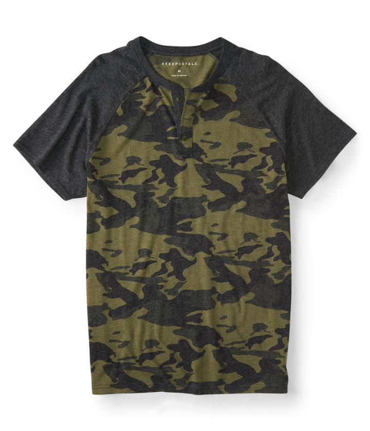 Aeropostale Aeropostale Camo Raglan Henley - Black, Xsmall