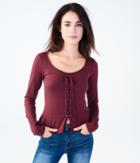 Aeropostale Aeropostale Long Sleeve Solid Lace-up Peplum Top - Bold Burgundy, Xsmall
