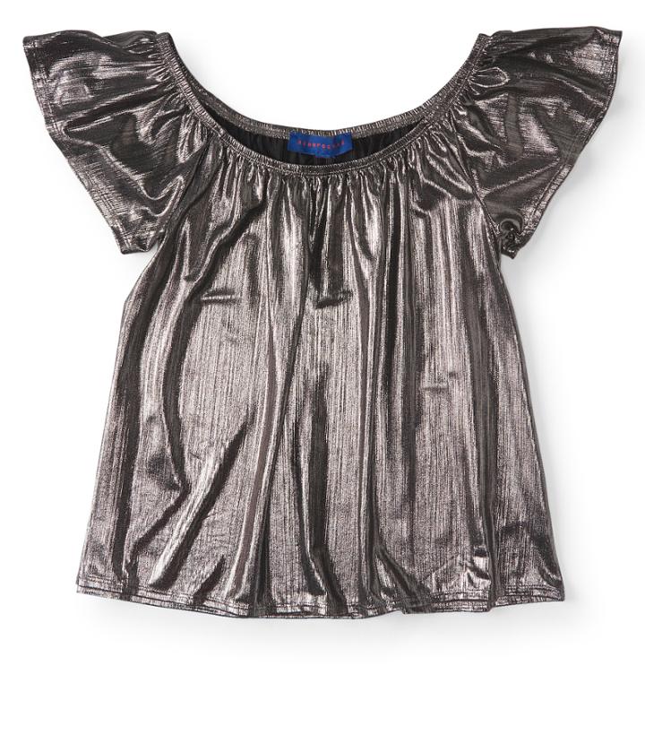 Aeropostale Aeropostale Metallic Scoop-neck Top - Black, Xsmall