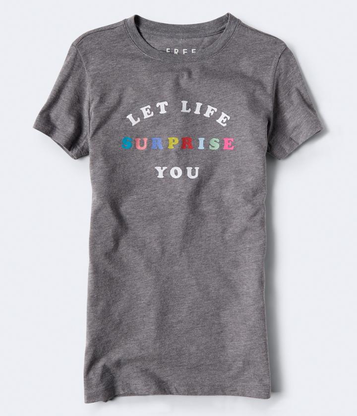 Aeropostale Aeropostale Free State Let Life Surprise You Graphic Tee - Medium Grey, Xsmall