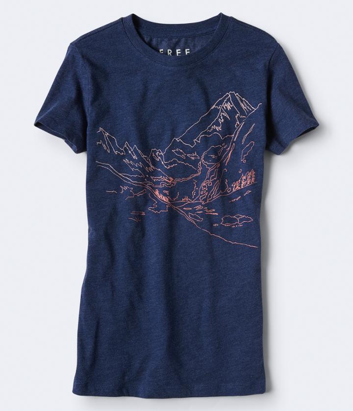 Aeropostale Aeropostale Free State Mountain Views Graphic Tee - Eclipse, Small