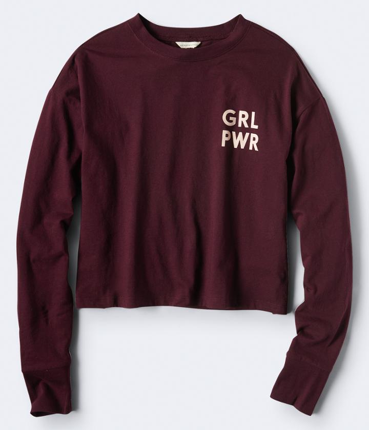 Aeropostale Aeropostale Long Sleeve Grl Pwr Graphic Tee - Dark Red, Small