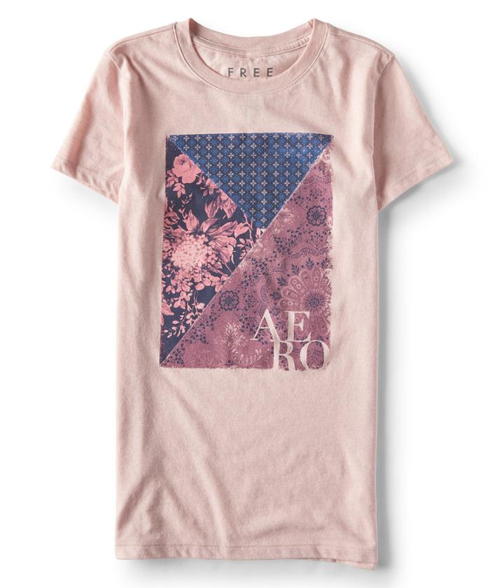 Aeropostale Aeropostale Free State Patchwork Graphic Tee - Light Ping, Xsmall