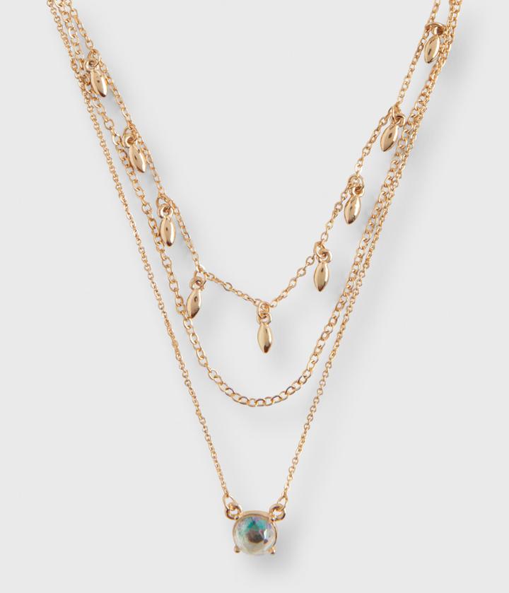 Aeropostale Aeropostale Lone Stone Choker Short-strand Necklace 3-pack - Gold