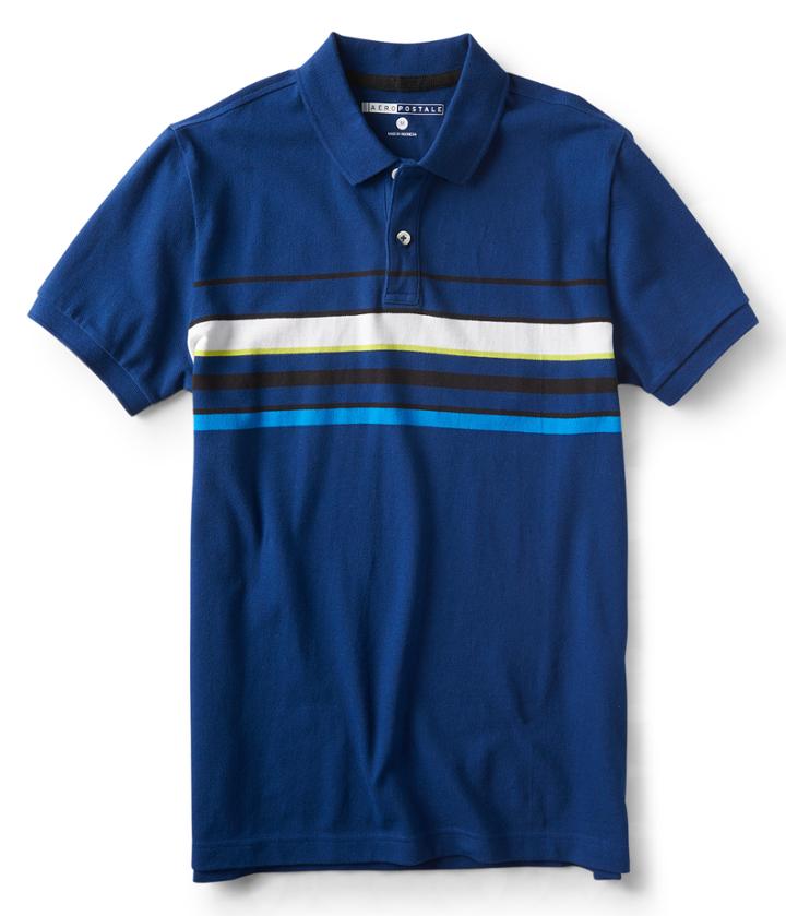 Aeropostale Aeropostale Chest Stripe Stretch Piqu Polo - Seaside Blue, Xsmall