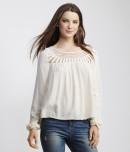 Aeropostale Long Sleeve Crochet Yoke Peasant Top