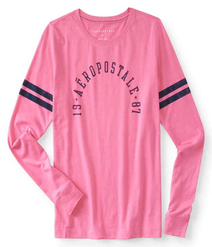 Aeropostale Long Sleeve Aeropostale Graphic Tee - Pink, Xsmall