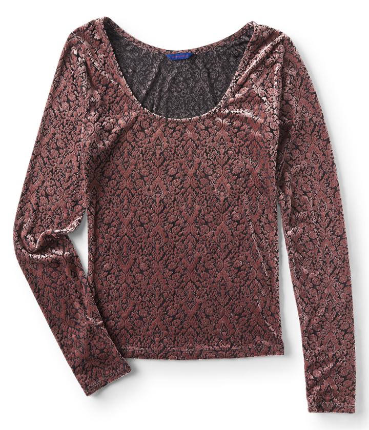 Aeropostale Aeropostale Long Sleeve Velvet Burnout Top - Pelt, Xsmall