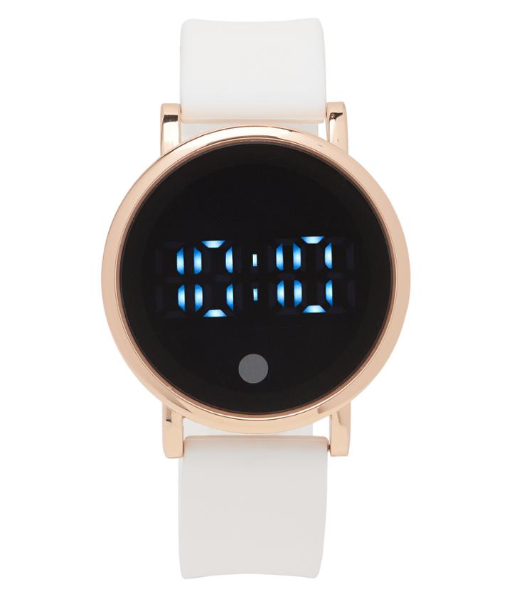Aeropostale Aeropostale Rubber Round Led Digital Watch - White