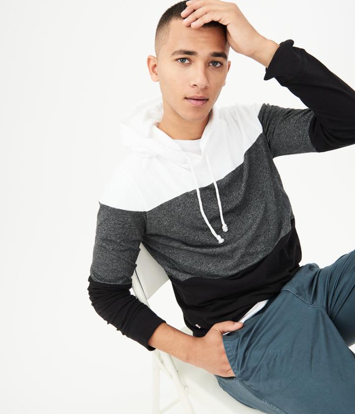 Aeropostale Aeropostale Long Sleeve Colorblock Hooded Tee - Black, Xsmall