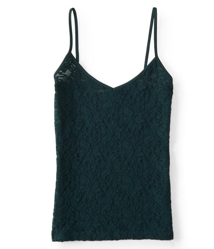 Aeropostale Aeropostale Lace V-neck Cami - Evergreen, Xsmall