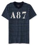 Aeropostale A87 Striped Logo Graphic T