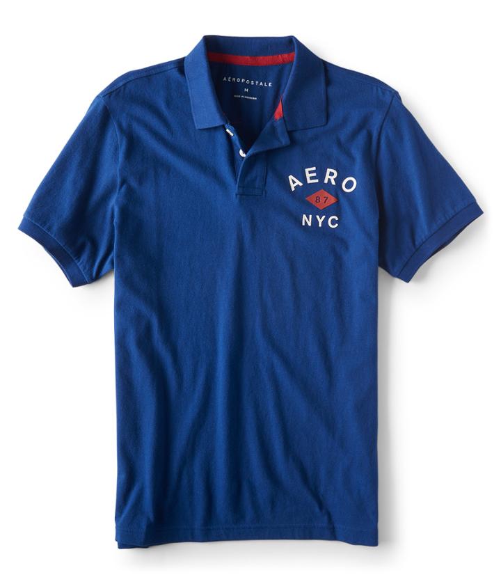 Aeropostale Aeropostale Aero 87 Nyc Jersey Polo - Seaside Blue, Xsmall