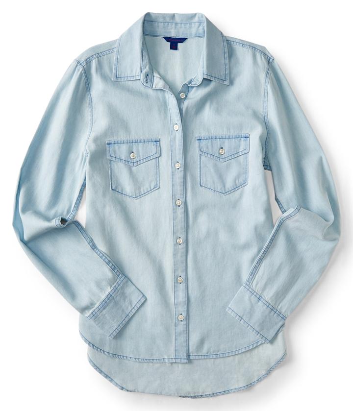 Aeropostale Aeropostale Long Sleeve Light Wash Chambray Woven Shirt - Chambray, Xsmall