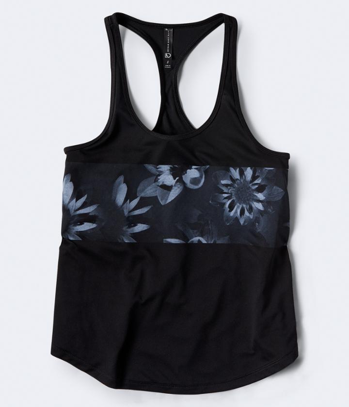 Aeropostale Aeropostale Lld Floral Stripe Racerback Tank - Black, Xsmall