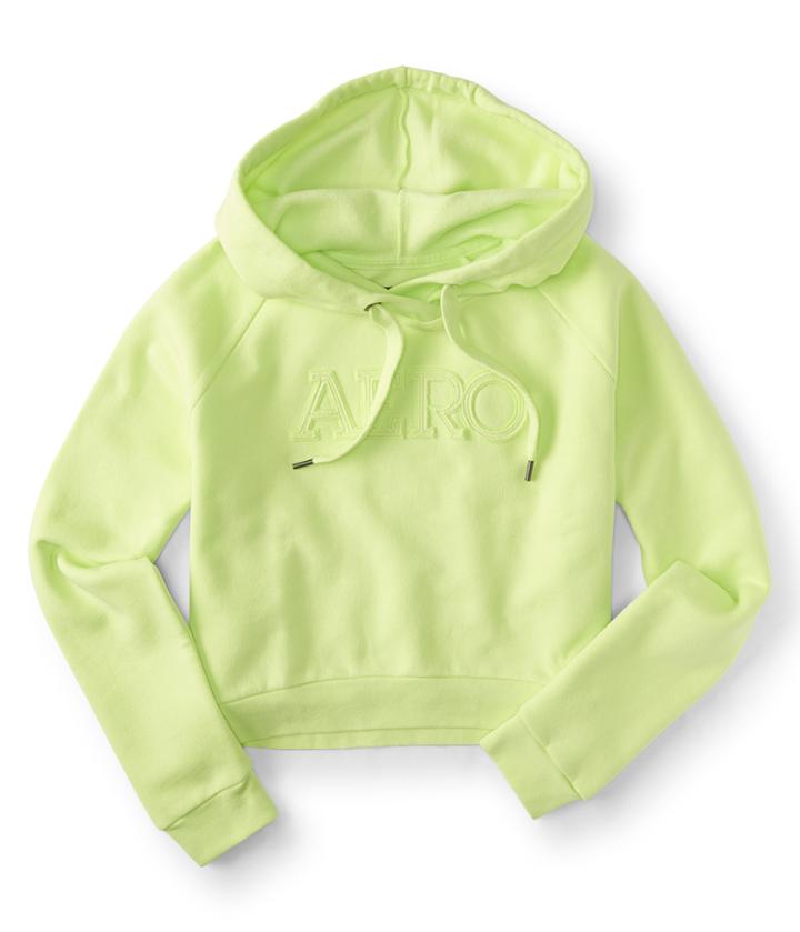 Aeropostale Aeropostale Aero Logo Boxy Crop Pullover Hoodie - Lime Green, Xsmall