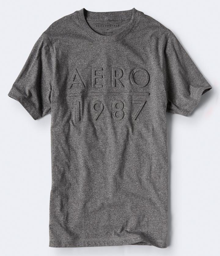 Aeropostale Aeropostale Embossed Aero 1987 Graphic Tee - Light Heather Grey, Xsmall