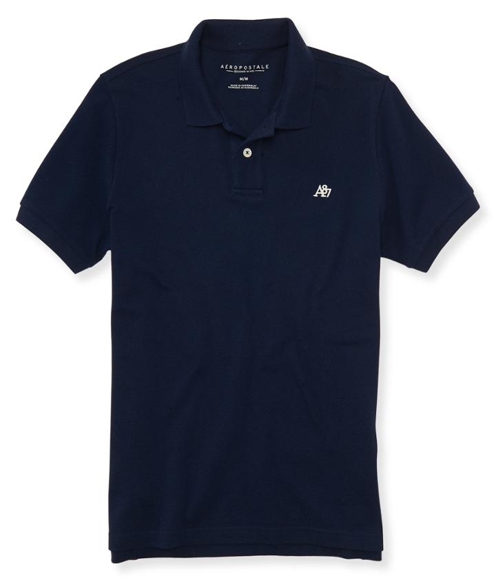 Aeropostale Aeropostale A87 Solid Logo Pique Polo - Classic Navy, Xsmall