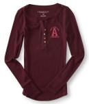 Aeropostale Long Sleeve A Logo Ribbed Henley