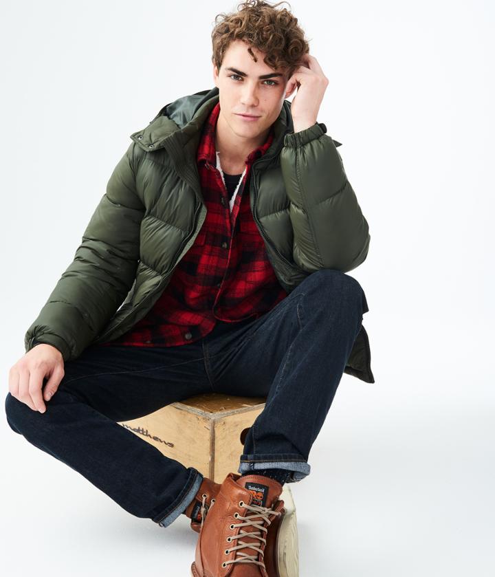 Aeropostale Aeropostale Solid Hooded Puffer Jacket - Shade Green, Xsmall