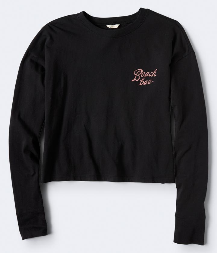 Aeropostale Aeropostale Long Sleeve Beach Bae Graphic Tee - Black, Small