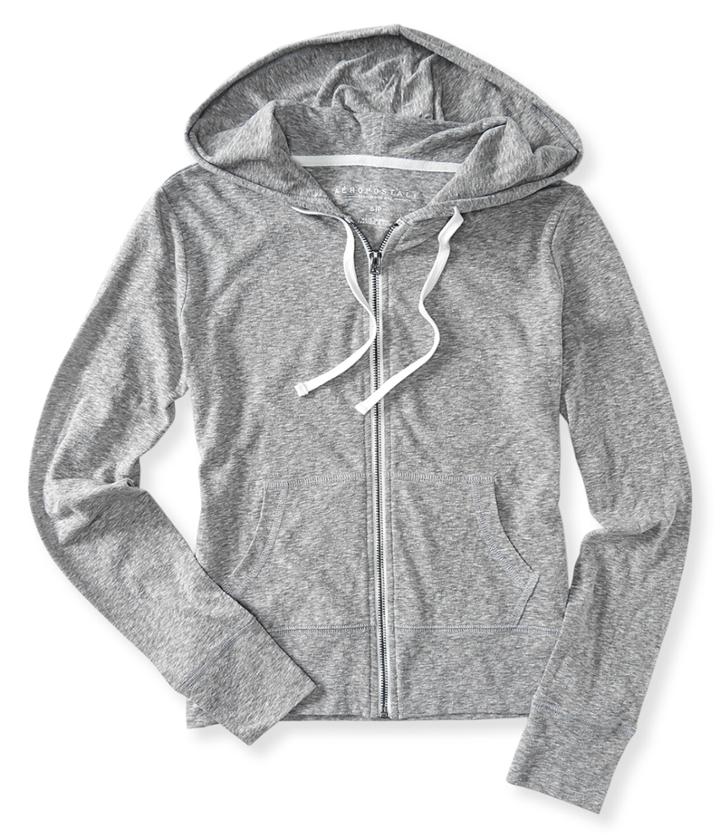 Aeropostale Aeropostale Solid Lightweight Full-zip Hoodie - Medium Heather Grey, Xsmall