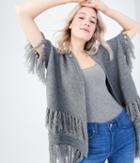 Aeropostale Aeropostale Fringe Open Cardigan - Medium Grey, Xs/s