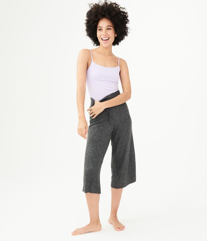 Aeropostale Aeropostale Lld Wide-leg Crop Pants - Charcoal Heather, Xxsmall